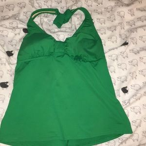 Lands End Emerald Kelly Green Halter Tankini 8